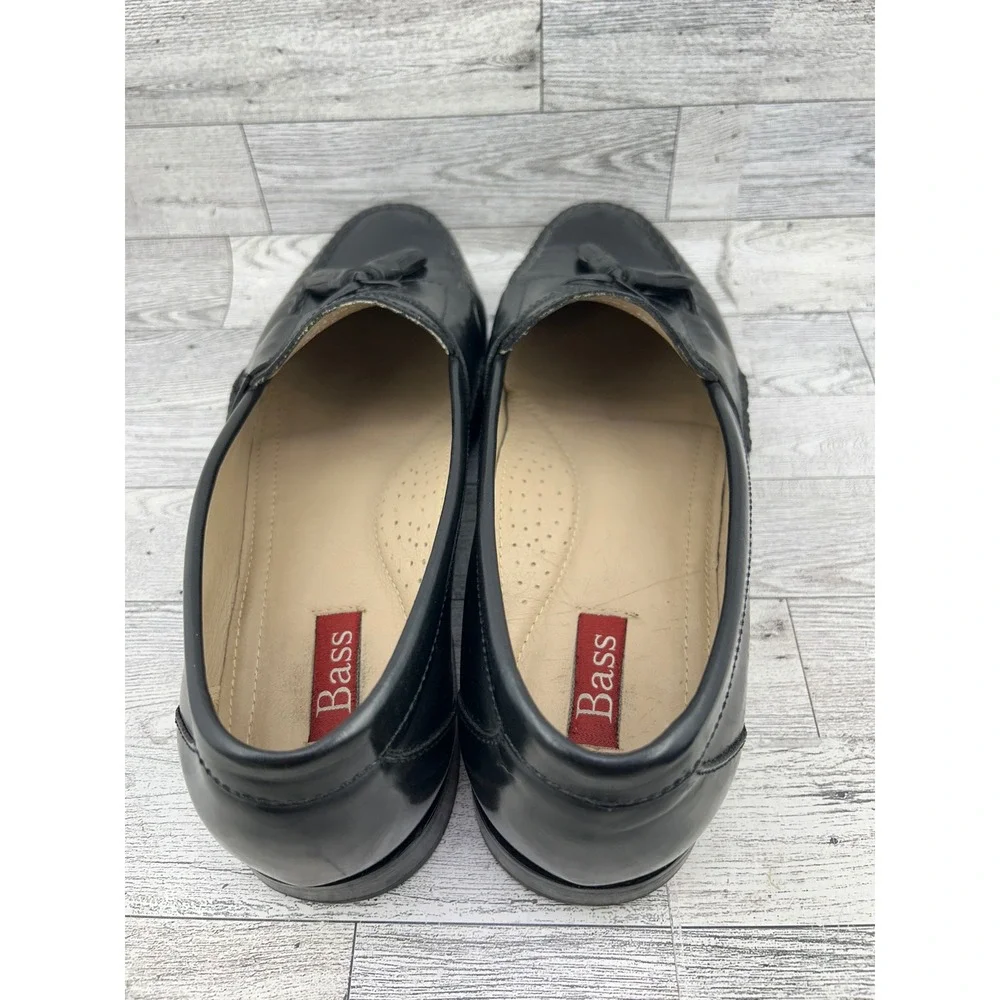 Bass Harrison Men Sz 12D Black‎ Leather Tassel Loafers Slip On Dress Shoes